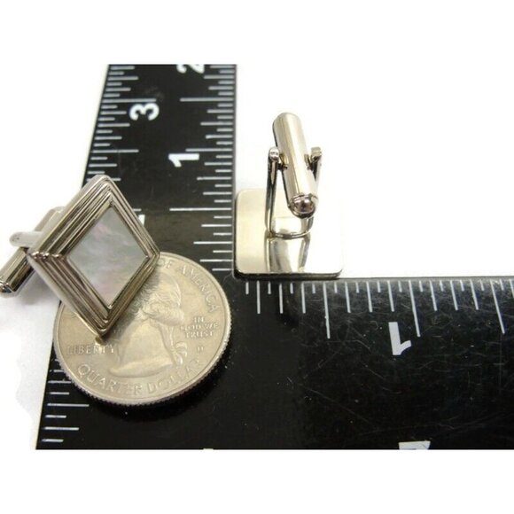 Chaps MOP Silver Tone Cufflinks Wedding Tux - Picture 9 of 16